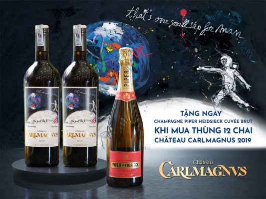 Mua rượu vang Pháp Château Carlmagnus tặng quà Champagne Piper-Heidsieck 1