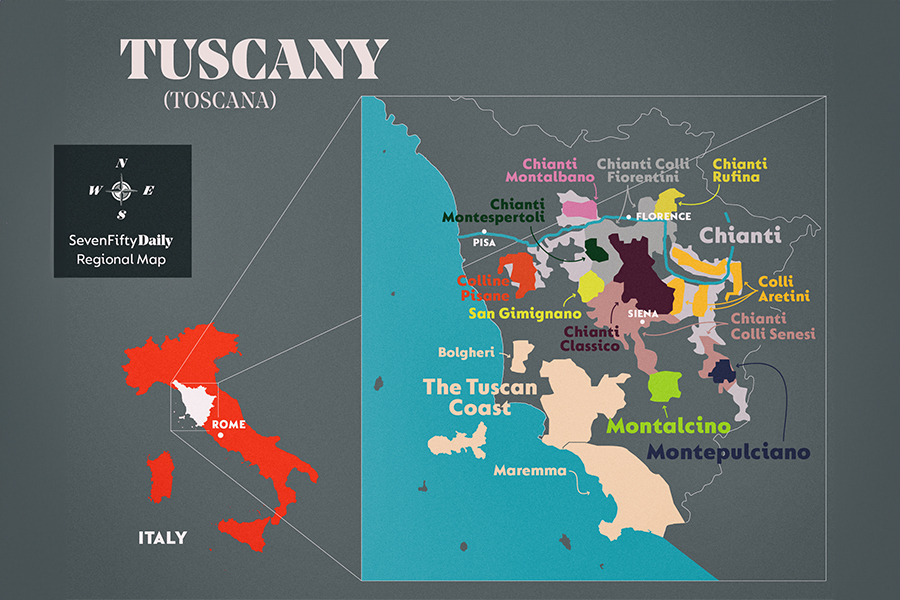 Bản đồ rượu vang Tuscany