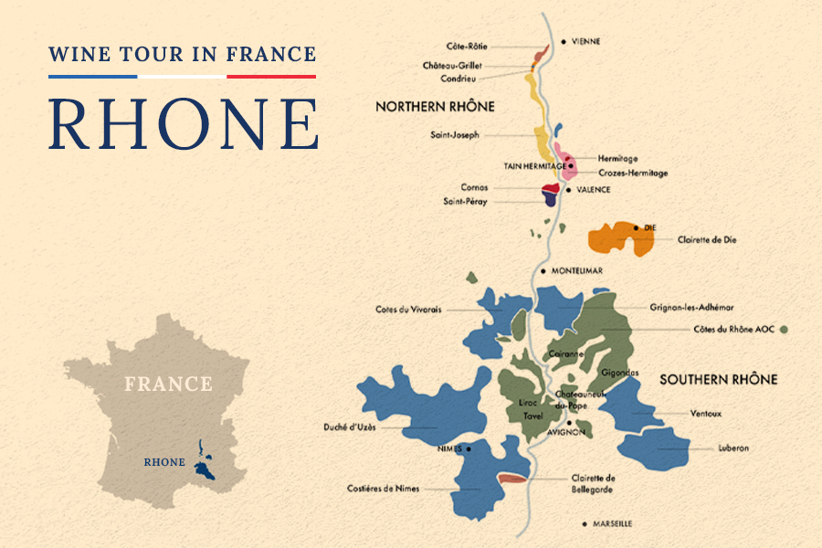 Vùng Rhône Valley trải dài dọc theo dòng sông Rhône thơ mộng